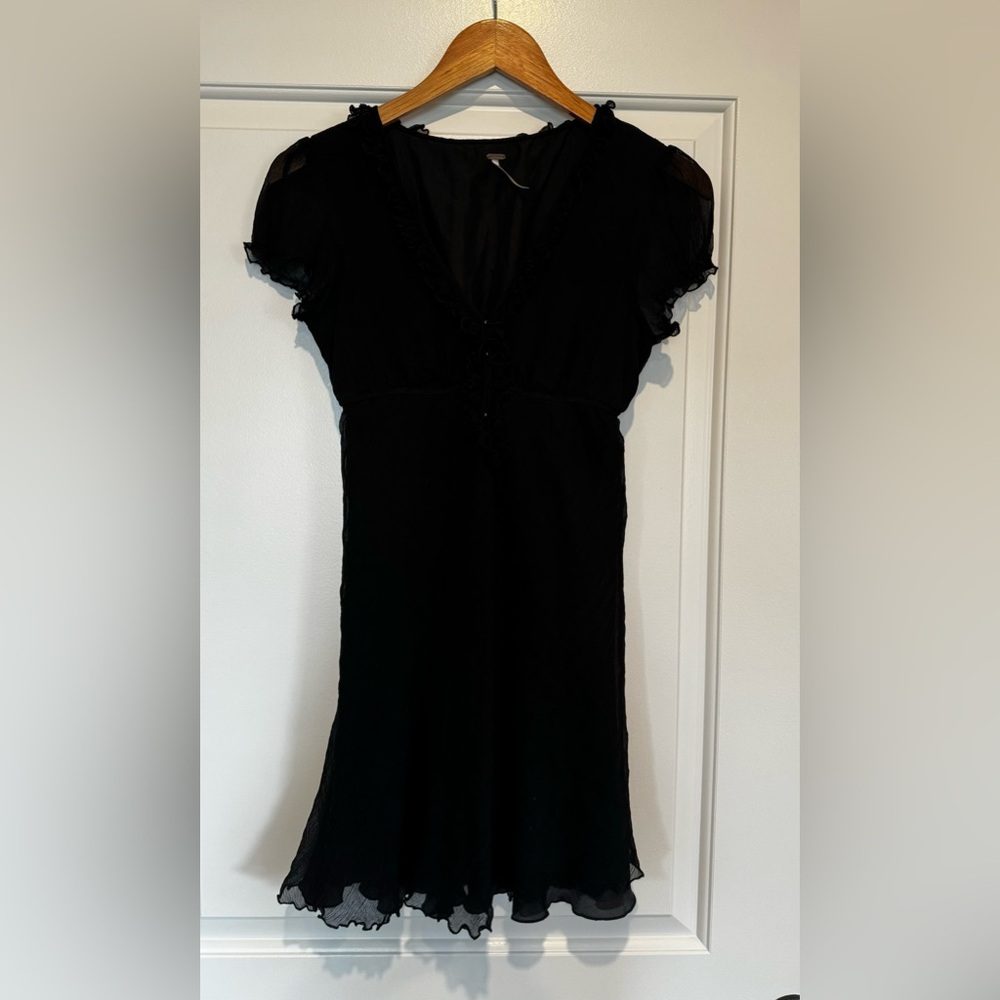 FREE PEOPLE Sheer Black Flutter Dress
